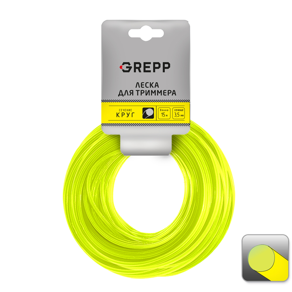 GREPP Леска для триммера &quot;КРУГ&quot; 3,5*15м 105-1010-35/100/50