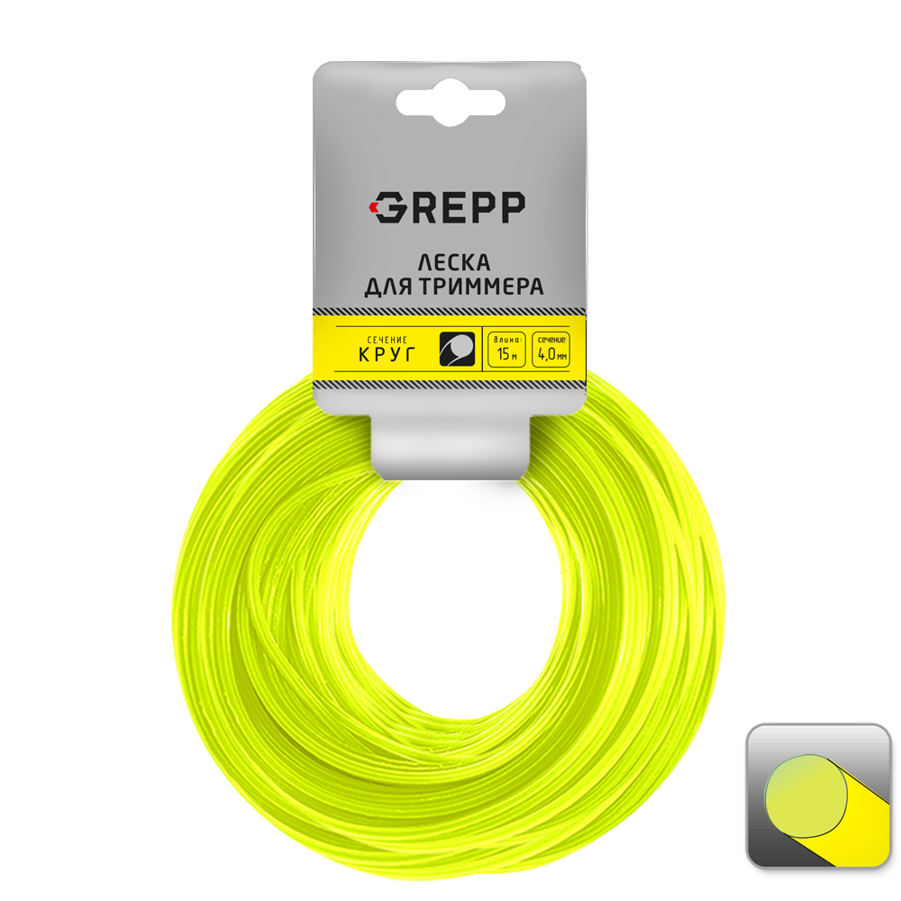 GREPP Леска для триммера &quot;КРУГ&quot; 4,0*15м 105-1010-40/100/50