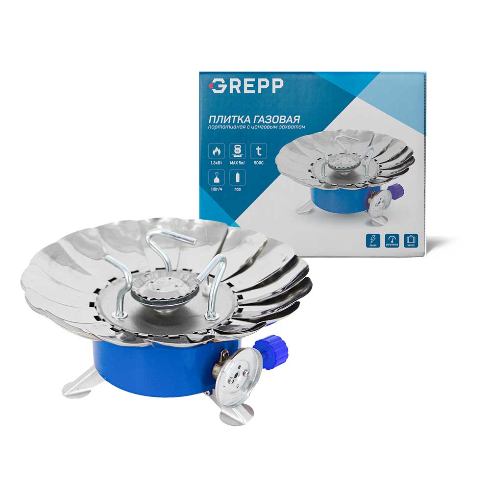 Плитка газовая портативная с цанговым захватом круг средн  400-103/50