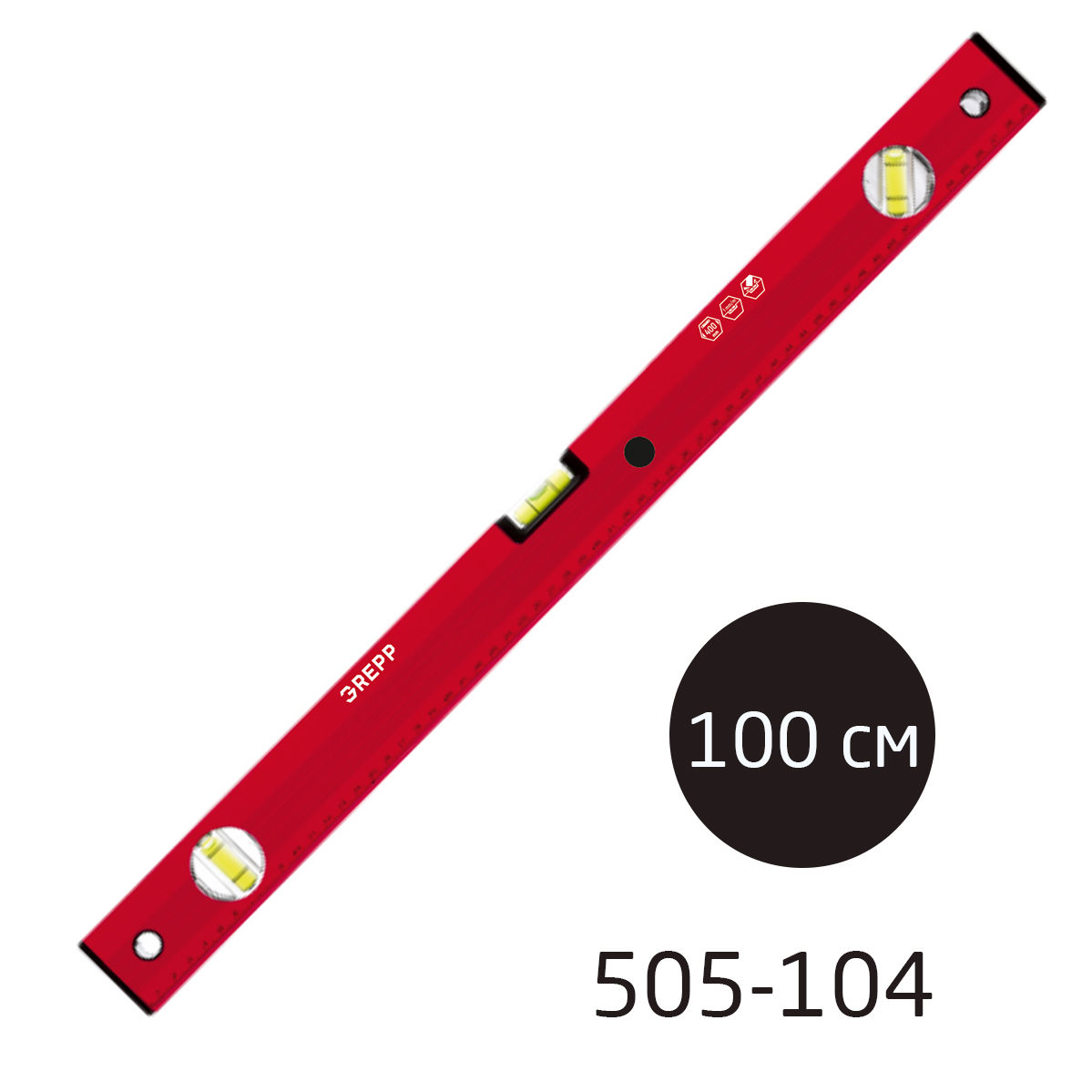 GREPP Уровень алюминиевый 100 см, 3 глазка, 505-104/60