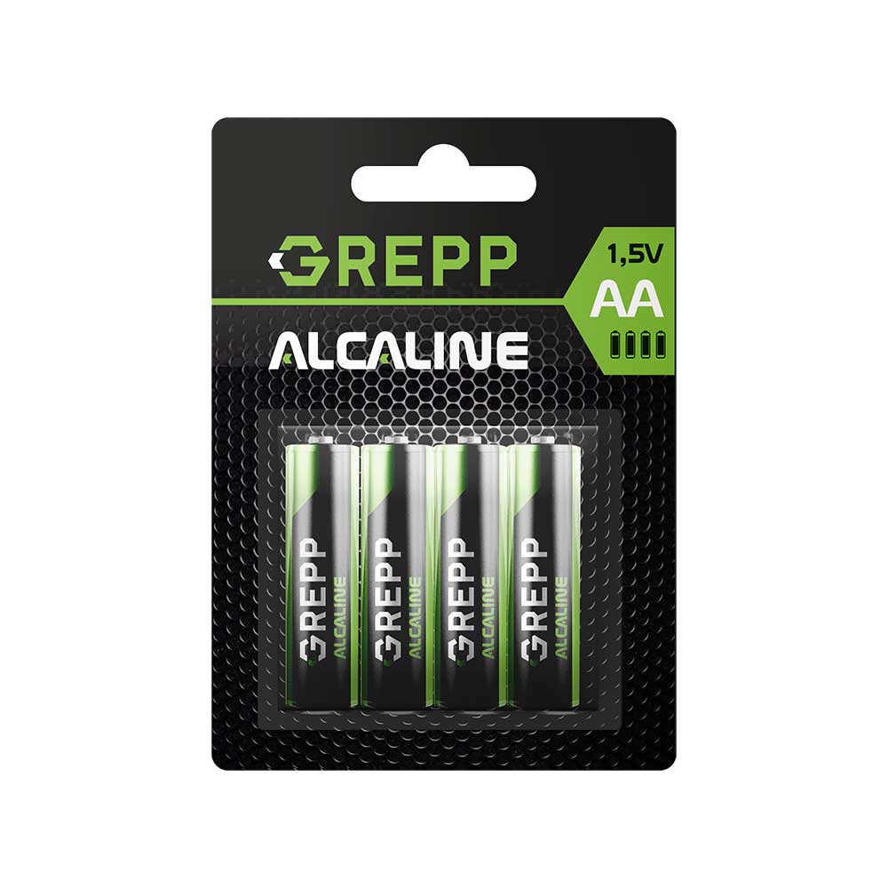 GREPP Батарейка тип:LR06(АА), щелочная(Alkaline), 1,5V, блистер 4шт 2025-003/480/120/12