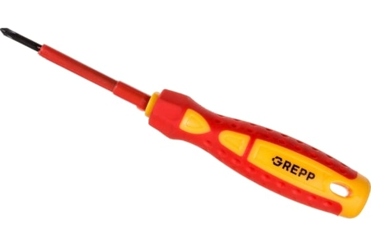 GREPP Отвертка крестовая диэлектрическая PH1*80мм, CrV,2х комп.рукоятка 202-031/144/12