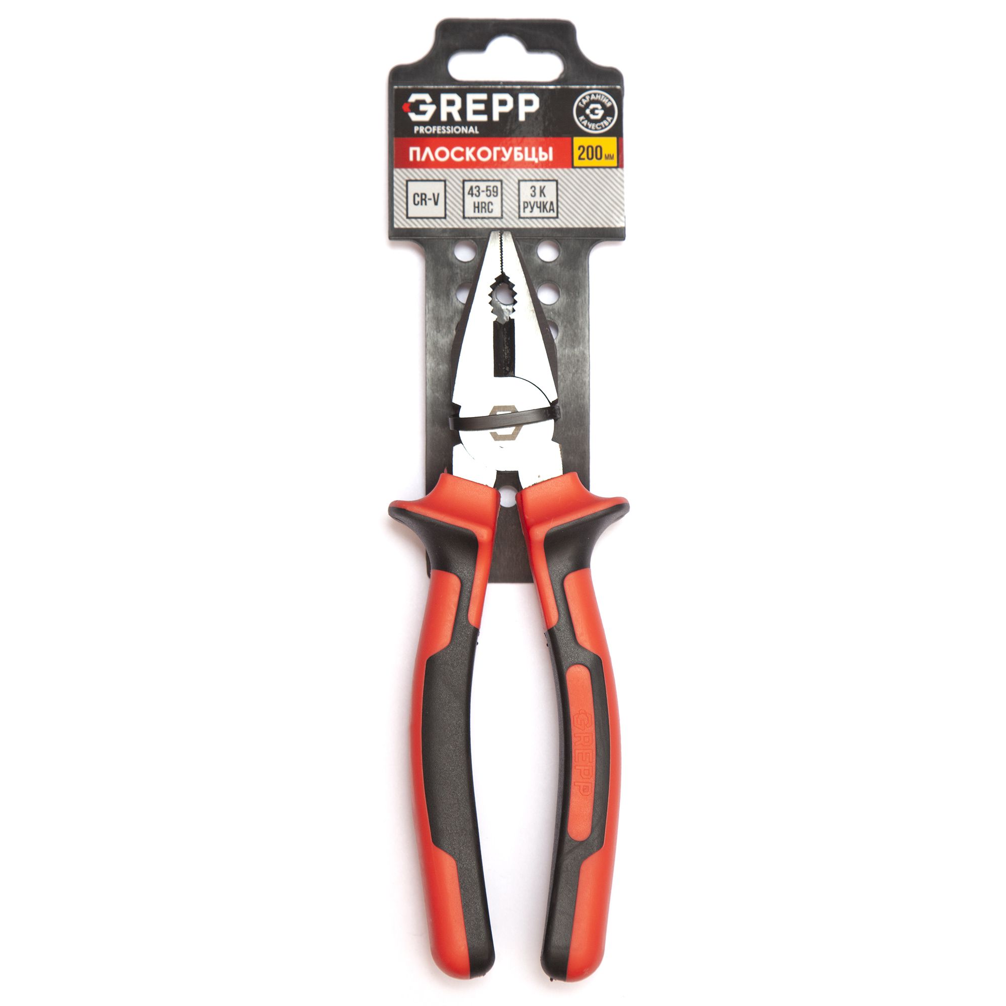 GREPP Плоскогубцы усиленные 3х комп.рукоятка CrV 200мм 205-110/60