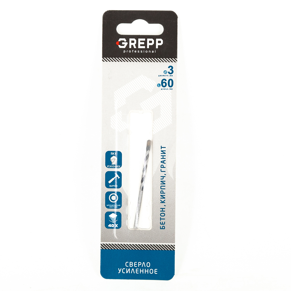 GREPP Сверло по бетону 3*60, арт 101-0360