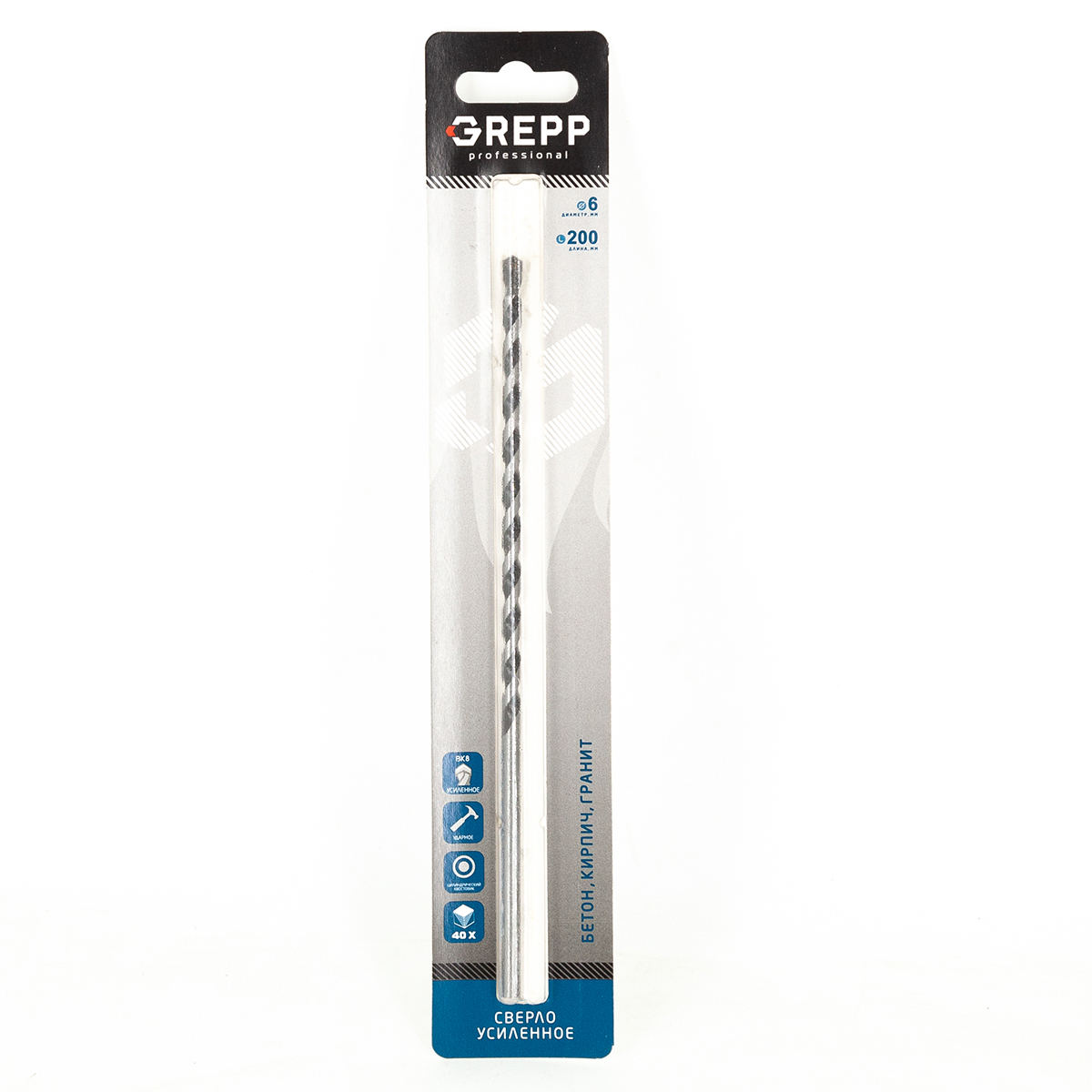 GREPP Сверло по бетону 6*200, арт 101-06200