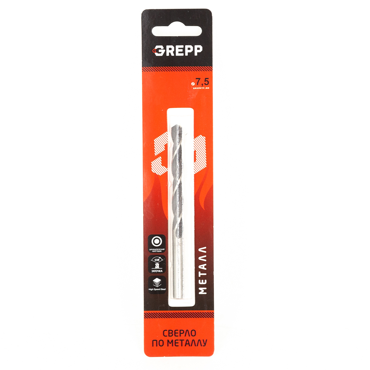 GREPP Сверло по металлу HSS 7,5mm арт 201-0751