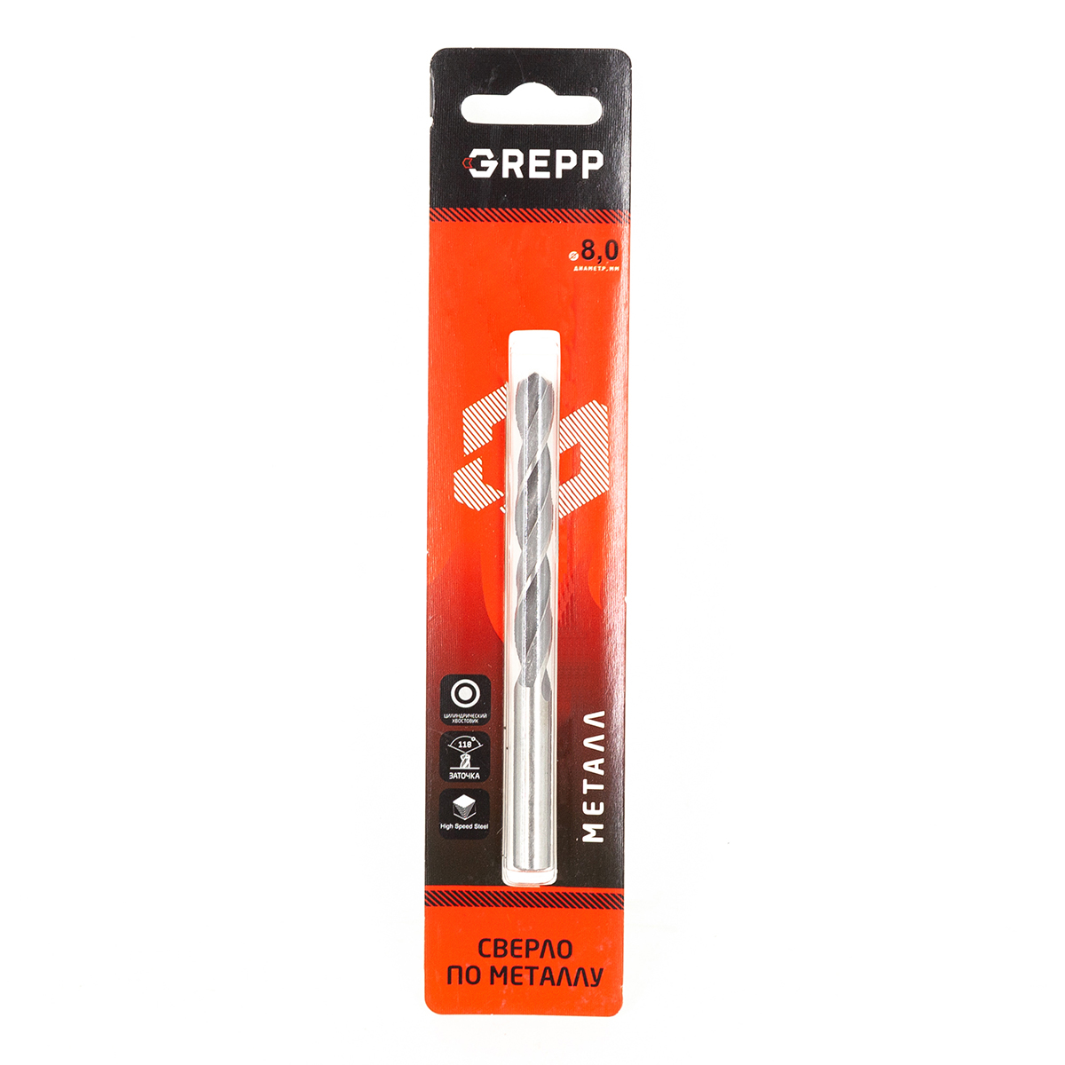 GREPP Сверло по металлу HSS 8mm арт 201-0801