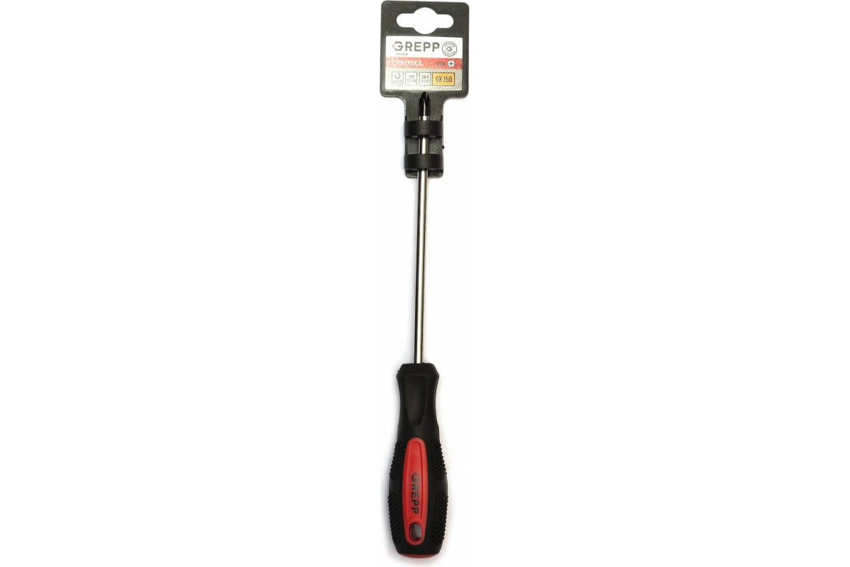 GREPP Отвертка крестовая PH3*150мм, CrV,3х комп.рукоятка 201-021/120/12