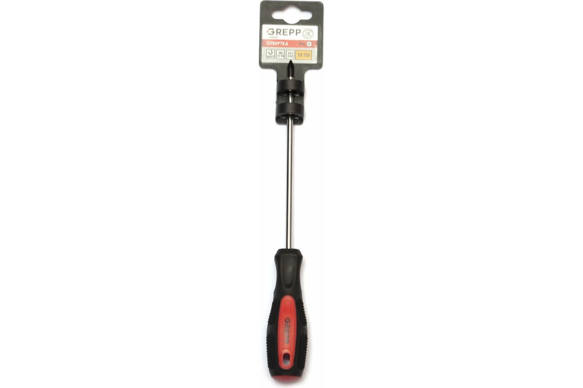 GREPP Отвертка крестовая PH3*150мм, CrV,2х комп.рукоятка 202-022/120/12