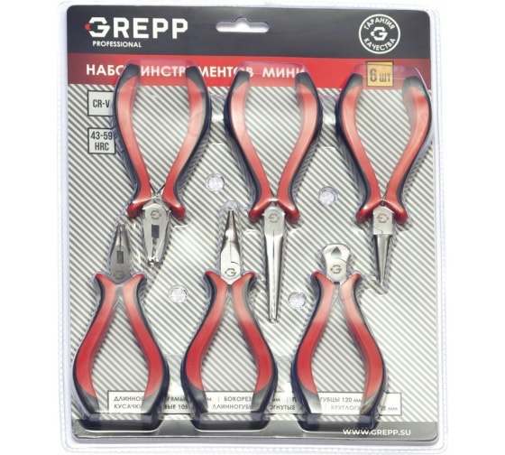 GREPP Набор инструментов мини 6пр авторазжим 2х комп.рукоятка 205-136/12