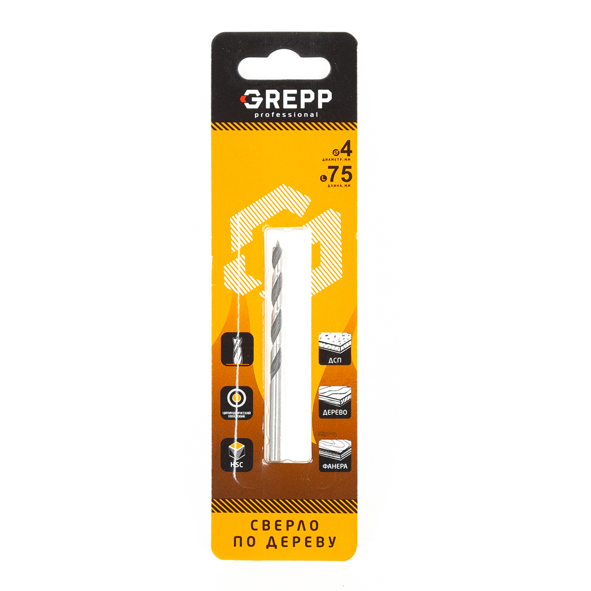 GREPP Сверла по дереву 4*75mm, арт 302-04075