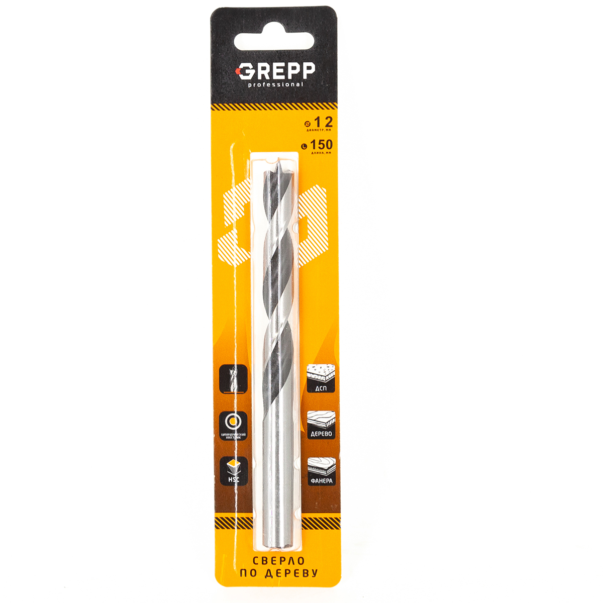GREPP Сверла по дереву 12*150mm, арт 302-12150