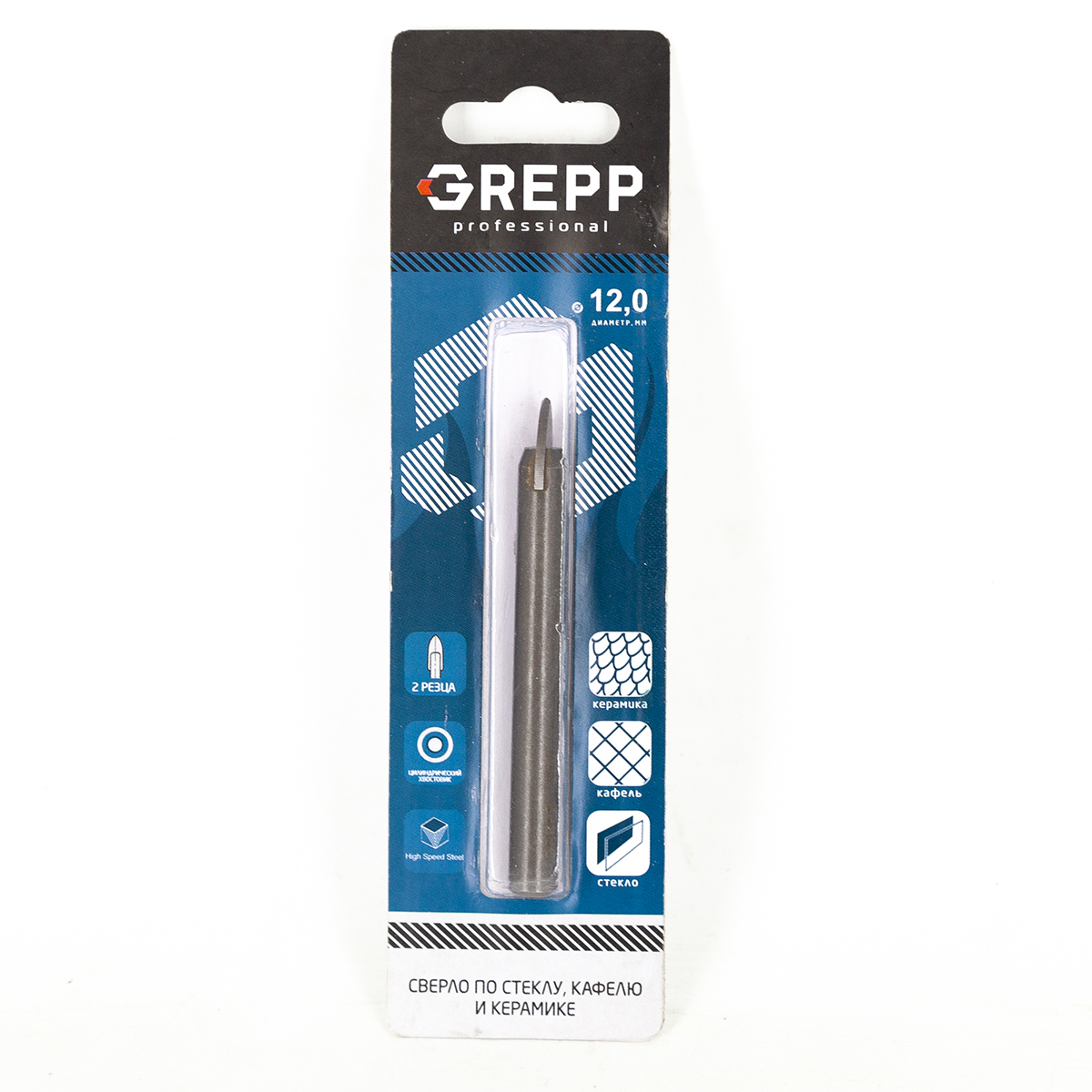 GREPP Сверла для стекла 2 резца 12mm,арт 401-0012