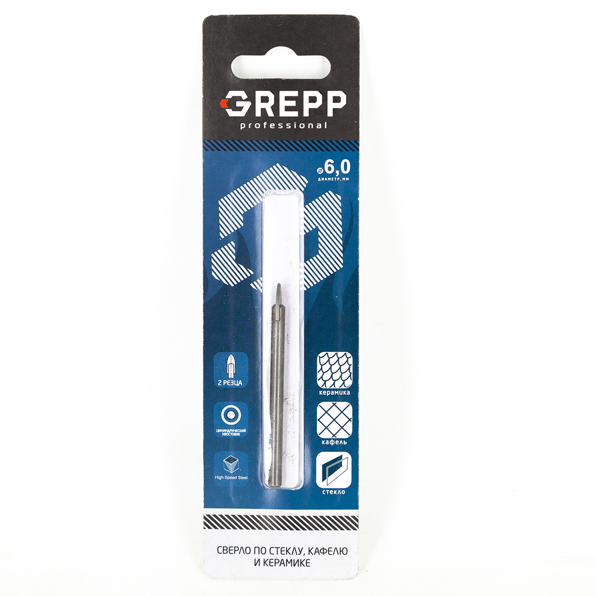 GREPP Сверла для стекла 2 резца 6mm,арт 401-0006