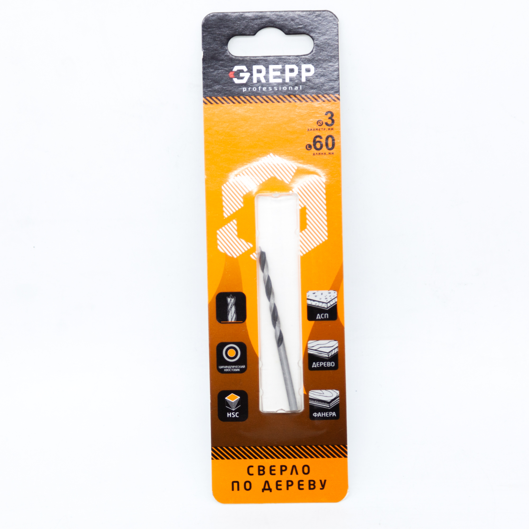 GREPP Сверла по дереву 3*60mm, арт 302-03060
